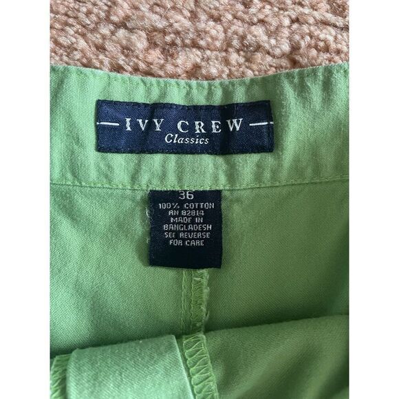 Vintage Ivy Crew Women’s High-Rise Pleated Green Shorts Bermuda Size 36 - Picture 2 of 9